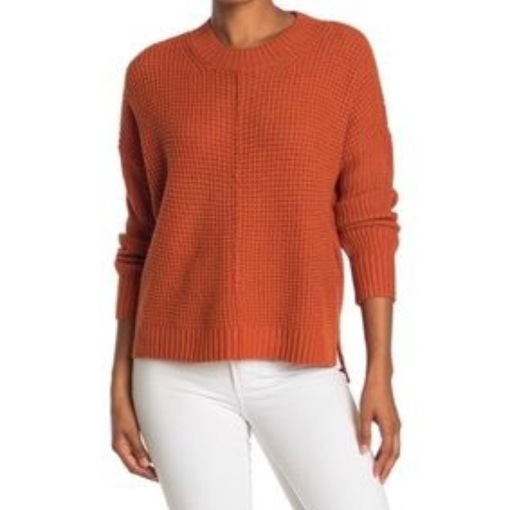 Sweet Romeo Waffle Knit Chunky Sweater Burnt Orange